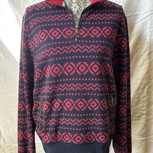 Tommy Hilfiger Red and Navy Zip Up Sweater